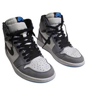 Nike Air Jordan Men's Blue and White High-Top Sneakers